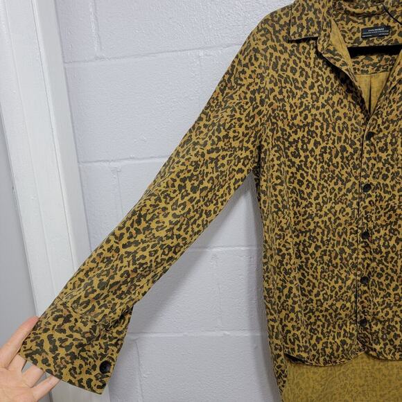 Zara Woman Leopard Print Blouse Medium Lyocell Hi Lo 690 - Picture 6 of 12
